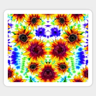 Tie Dye Sunflowers - Maroon Aesthetic Psychedelic Sticker